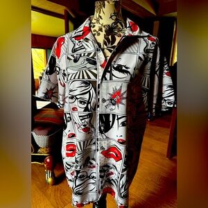 Black and White Lightweight Graphic Shirt Jacket